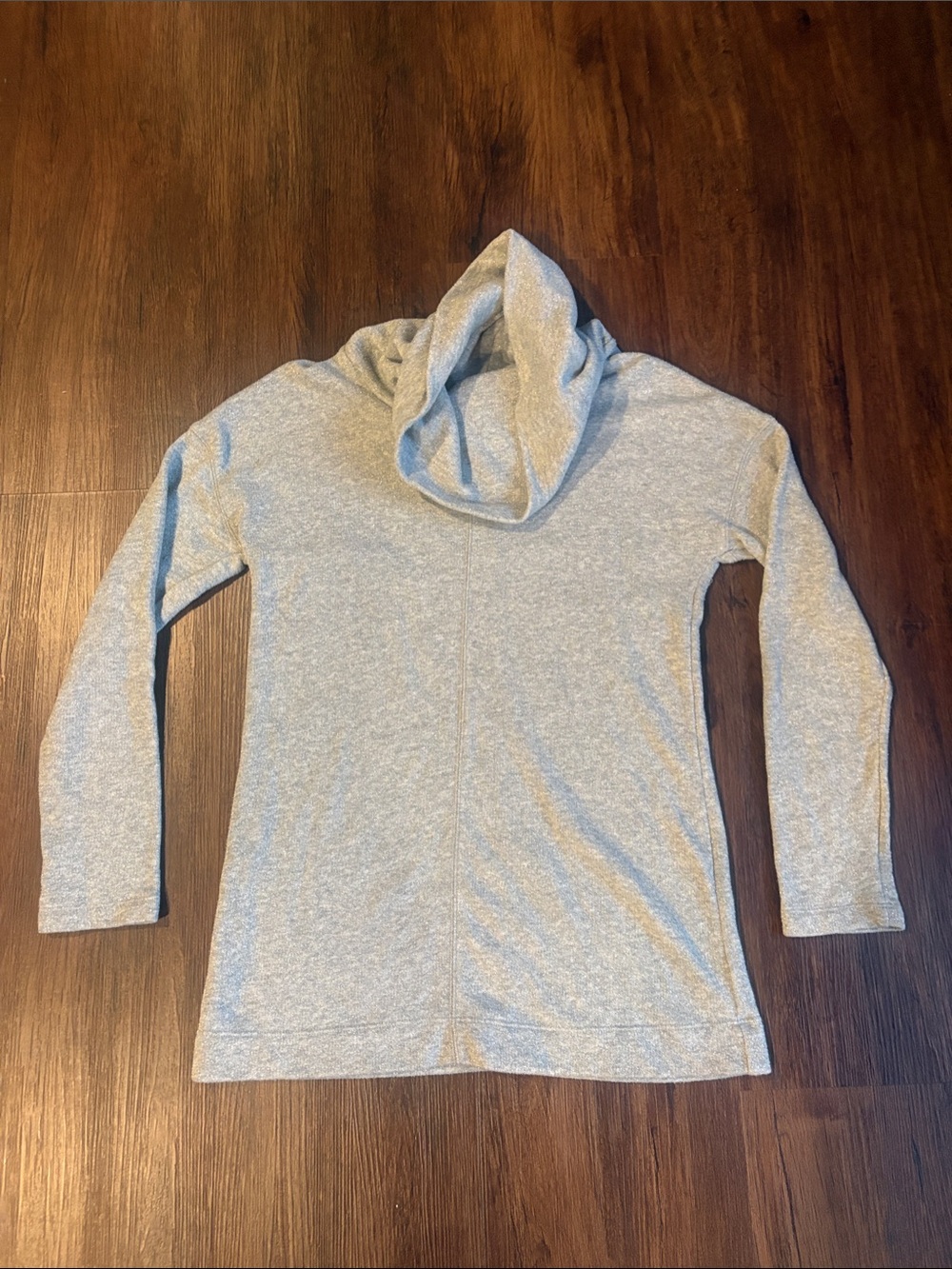 Cozy Light Gray Shimmer Cowl Neck Long-Sleeve Sweater